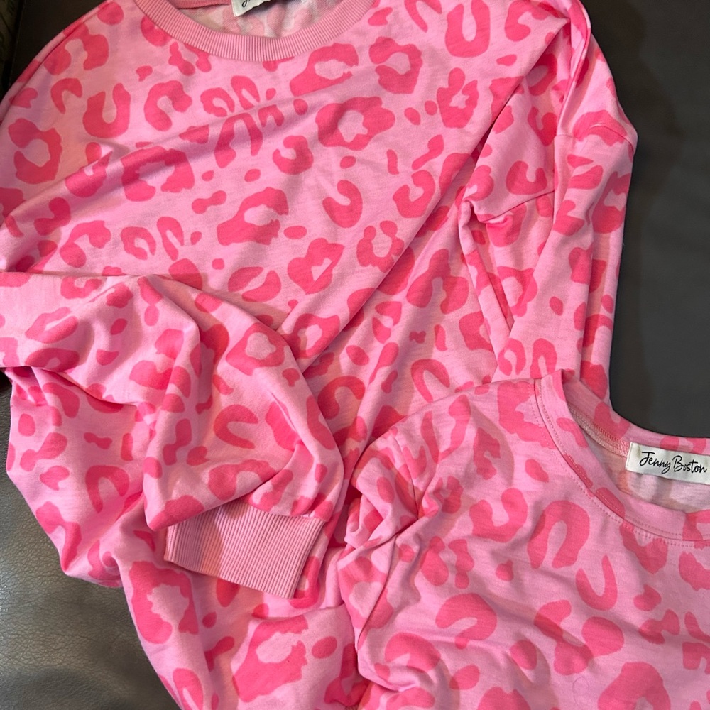 Vibrant Pink Animal Print Pajama Three Piece Set - Picture 2 of 2